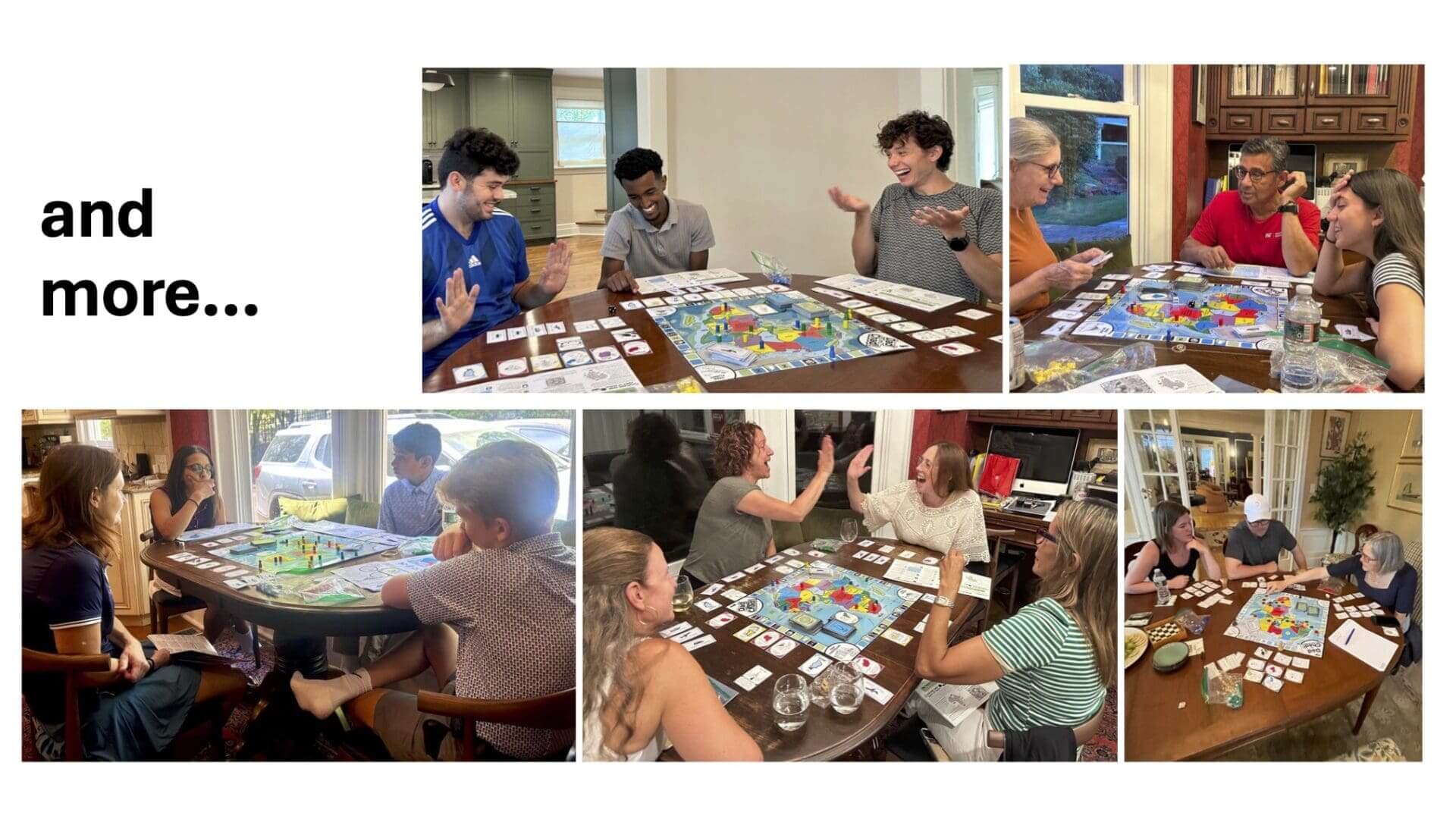People playing board games at tables.